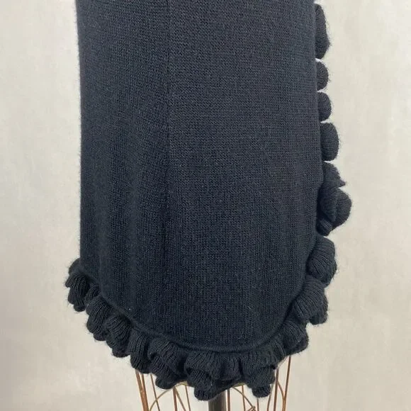 Lael Alpaca Sweater Vest Cardigan Medium Long Ruffle Collar Black Knit - Picture 6 of 16